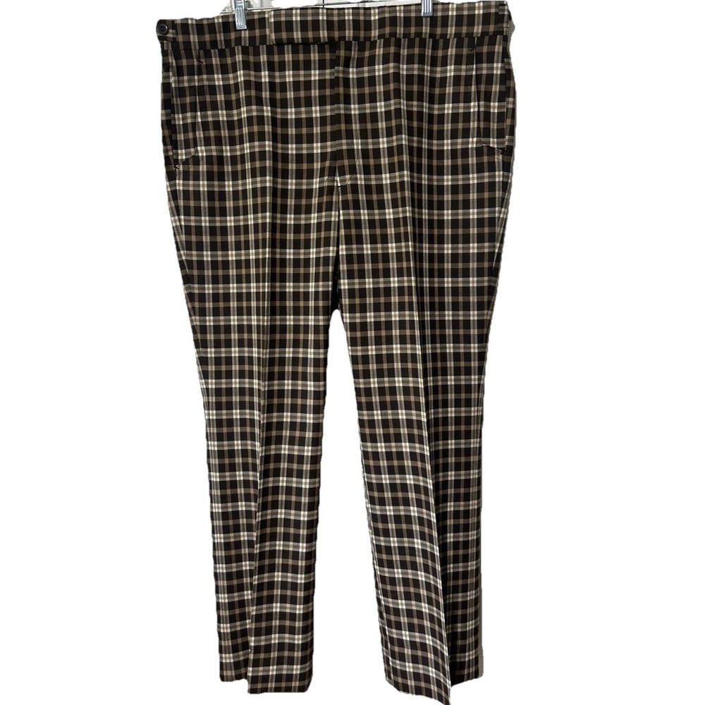 Vintage DAKS Dress Pants Mens 42x32 Brown Plaid Slacks Made In USA